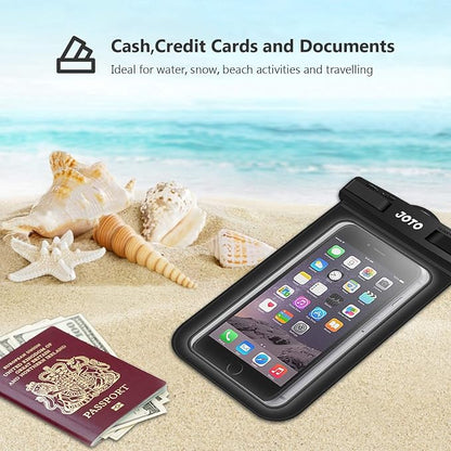 JOTO Waterproof Phone Pouch IPX8 Universal Waterproof Case Dry Bag Phone Protector for iPhone 17 Air 16 15 14 13 12 11 Pro Max Plus XS XR Galaxy S23 S22 S21 S20 Pixel Up to 7" -4 Pack, Black & Clear