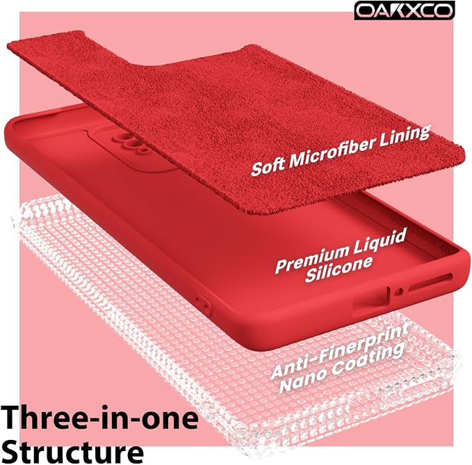 oakxco for Motorola Moto Edge 2023 Phone Case Liquid Silicone, Thin Slim Soft Rubber Gel TPU Plain Protective Simple Cover for Women Girl Cute, Matte Solid Color Aesthetic, Red