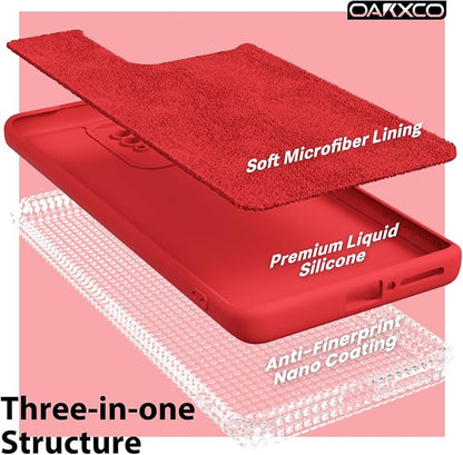 oakxco for Motorola Moto Edge 2023 Phone Case Liquid Silicone, Thin Slim Soft Rubber Gel TPU Plain Protective Simple Cover for Women Girl Cute, Matte Solid Color Aesthetic, Red