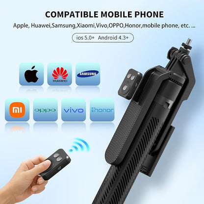70" Tripod for Phone, Portable All in One Extendable Cell Phone Tripod Stand, Tall Travel Tripods for Recording Video Selfies Photo, with Wireless Remote Control for iPhone、Samsung、Camera、Android