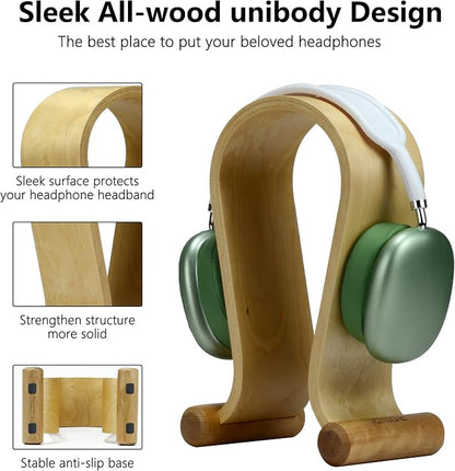 SAMDI Leather Headphone Stand Headset Stand Headphone Holder Universal Gaming Headset Holder - Birch