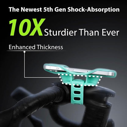 BONE Bike Tie 5 Pro, Bike Phone Mount for Stem, Scratch-Free Silicone Holder with Anti-Slip & Shock-Absorbing Design, Universal Cycling Phone Holder Compatible with Most Smartphones (Turquoise - Stem)
