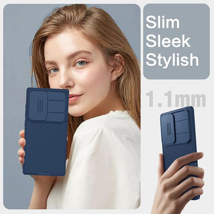 Nillkin for Samsung Galaxy S25 Ultra Case with Camera Cover, [Lens Protection] Mil-Grade Shockproof Protective Bumper Hard Cover Slim Phone Case for Galaxy S25 Ultra Cases 6.9'' Blue