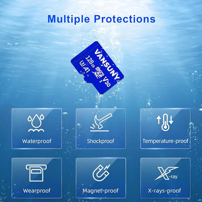 Vansuny Micro SD Card 128GB 5 Pack microSDXC Memory Cards with SD Adapter A1 App Performance V30 4K Video Recording C10 U3 Micro SD for Phone, Security Camera, Dash Cam, Action Camera