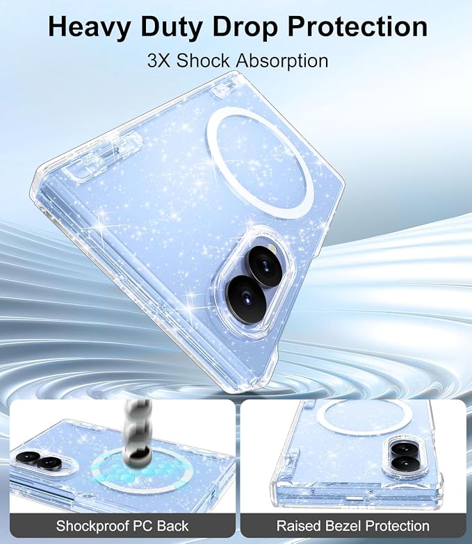 Btscase for Samsung Galaxy Z Fold 8 Case,Built in Front Screen Protector,[Compatible with MagSafe] Marble Hard PC Slim Shockproof Full Body Drop Protective Case for Z Fold 8, Clear Glitter