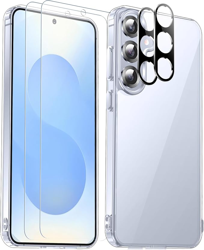 SPIDERCASE Designed for Samsung Galaxy S25 Plus Case, [10 FT Military Grade Drop Protection],2 Pack [Tempered Glass Screen Protector+Camera Lens Protector] Heavy Duty Shockproof Case,Clear