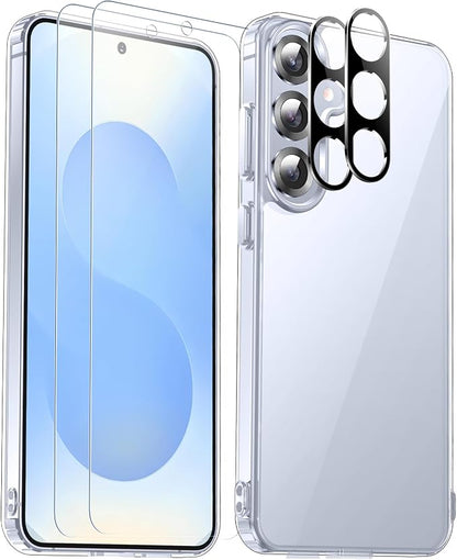 SPIDERCASE Designed for Samsung Galaxy S25 Plus Case, [10 FT Military Grade Drop Protection],2 Pack [Tempered Glass Screen Protector+Camera Lens Protector] Heavy Duty Shockproof Case,Clear