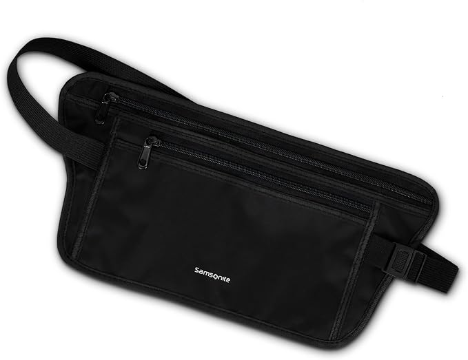 Samsonite RFID Waist Belt - Lightweight and Durable Nylon RFID Protection Technology - Blocks RFID Signals Encoded In Passports, IDs & Credit Cards