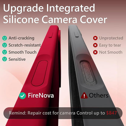 FireNova Magnetic for iPhone 17 Pro Max Case, Compatible with MagSafe, [Integrated Silicone Camera Control Button] [Camera Protection] Anti-Scratch Microfiber Lining Phone Case, 6.9", Deep Red