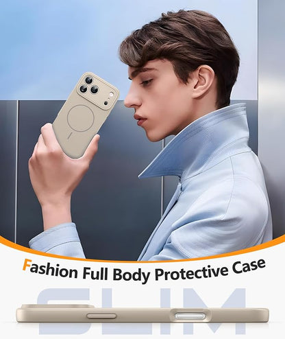 FNTCASE for iPhone 17 Pro Max Case: [Compatible with Magsafe] Integrated Silicone Phone Cases with [Full Camera Protection] [Screen Protector] Military Grade Shockproof Protective Cover - Full White