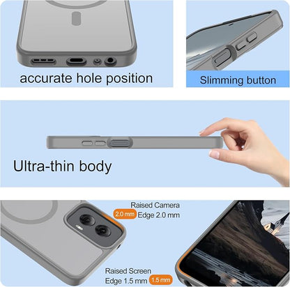 for Motorola Moto g Power 2024 case [Compatible with Magsafe] Translucent Matte Magnetic Phone Case,Slim Thin Duty Shockproof Protection Cover with 2pc HD Screen Protector for Moto g Power 2024-Gray