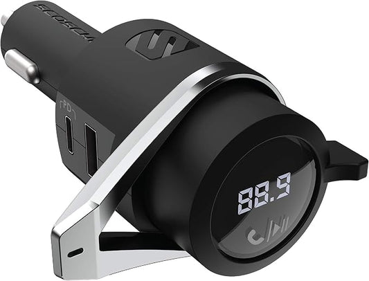 Scosche BTFMPD3SR-SP1 Universal Bluetooth Hands-Free Car Kit with Digital FM Transmitter and 20-Watt USB-C PD + 12W Type-A Charging Ports