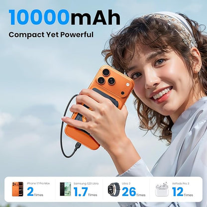 for Magsafe Battery Pack 10000mAh,5-in-1 Magnetic Portable Charger with Wall Plug, Wireless Power Bank for Apple Watch,22.5W Fast Charging PowerBank for iPhone 17 Pro Max/16/15/14/13/12 Mini