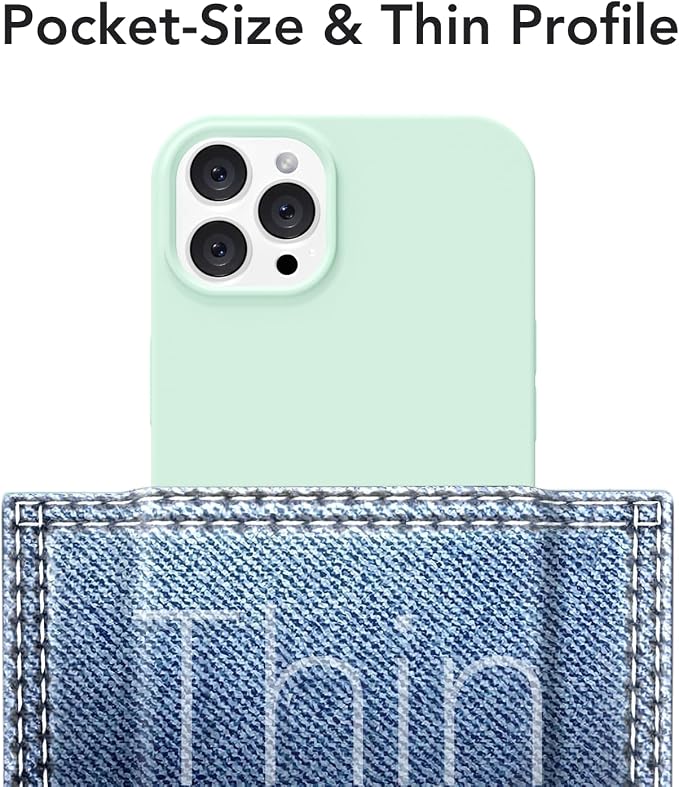 for iPhone 12 Pro Max Case Silicone Compatible with Magsafe Case, Ultra Slim Thin Magnetic Phone Cases Mag Safe, Cute Soft Rubber Gel Matte Plain Wireless Charging Cover for Women, Mint Green