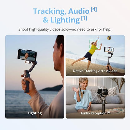 DJI Osmo Mobile 8 Advanced Tracking Combo Gimbal Stabilizer for Phone, AI Native Tracking with Audio & Lighting, 360° Pan Rotation, Built-in Extension Rod & Tripod, 10h Battery, Extension Rod