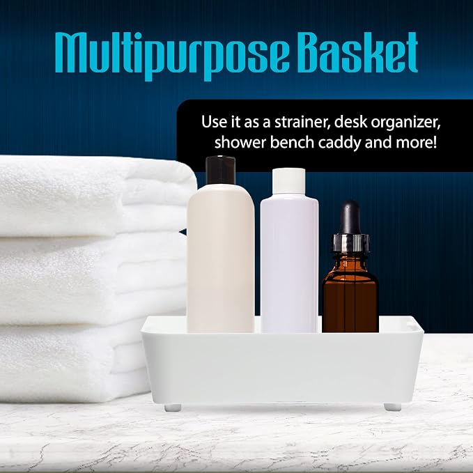 Plastic Shower Caddy, Fits Shower Shelves, Seats and Benches with Other Bathroom Must Haves, Mesh Shower Caddy Alternative, 8.5 x 2.5 inches