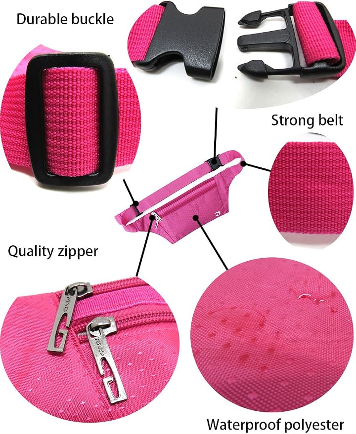 Naoki Outdoor Sports Running & Jogging & Travel Waterproof Utralthin Waist Pack/Bag Runner Belt (Rosered)