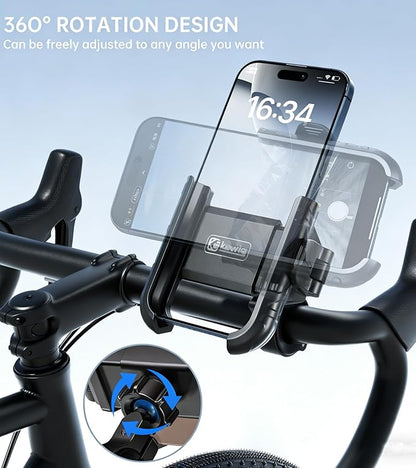 Kewig Motorcycle Phone Mount with Aluminum Alloy Mounting Base [Camera Friendly] [1s Lock & Release] Bike Handlebar Cellphone Holder for Scooter Bicycle ATV, Fit 5.4-7.2" Smartphone