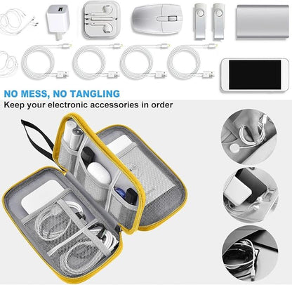 ZINZ Electronic Accessories Organizer, Travel Cable Carry Pouch Storage Bag for Laptop Attachment Cable, Cord, Charger, Earphone etc,Black-Yellow