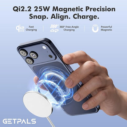 25W Qi2.2 Magnetic Wireless Charger: Qi Flat Charging Pad for iPhone 17 16 15 14 13 12 Pro Max, Samsung Galaxy S26 S25, Google Pixel, AirPods-Slim Portable for Travel, Office, Bedside (White, 2-Pack)