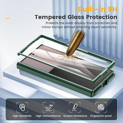 Caka Magnetic for Samsung Galaxy Z Fold 8 Ultra Case with Hinge Protection | Compatible with MagSafe, Built-in Outer Screen Protector, Hinge Guard, Translucent Matte Back, 360° Hybrid Drop Defense