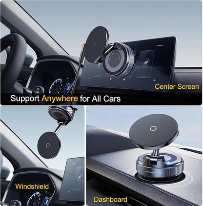 2026 Upgraded for Magsafe Car Mount Charger, 15W Fast Wireless Charging Suction Cup Phone Mount, Magnetic Phone Holder for Dashboard/Windshield, Compatible with iPhone 12-17 & All Phones