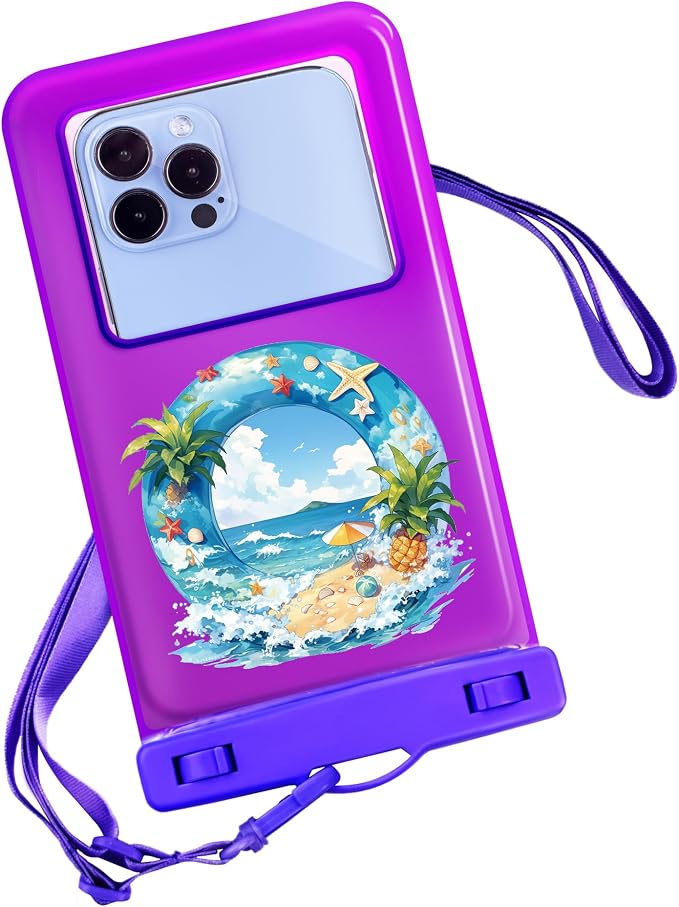 Personalized Initial Waterproof Phone Pouch Case - IPX8 Cellphone Dry Bag with Lanyard for iPhone 16/15/14/13/12 Pro Max (6.1–6.9"), Beach & Cruise Ship Essentials with Monogrammed Design (Purple, O)