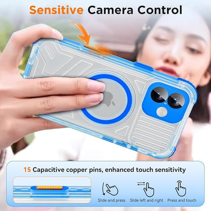 WIFORT for iPhone 16 Waterproof Case, [IP68 Underwater] [Blue Light Filter Lens] [15FT Military Shockproof], Fit for Magsafe Full Body Magnetic Frosted Phone Case with Lanyard, 6.1" Blue