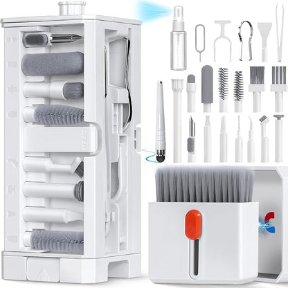 32 in 1 Cell Phone Cleaning kit with Charging Port Cleaner,Stylus Pen,SIM Tool,Keyboard Brush,Speaker Brush,Electronic Cleaning kit for iPhone,AirPods,iPad,Keyboard,MacBook,Earbud,Camera Lens(White)