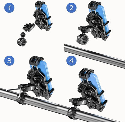 LOKTENWO Motorcycle Phone Mount-[Triple Vibration Dampener] & [Metal Adjustment Arm]，Motorcycle Cell Phone Holder, Bike Phone Mount for iPhone 17 16 15 Pro Max, 5.4-7.2" Smartphones
