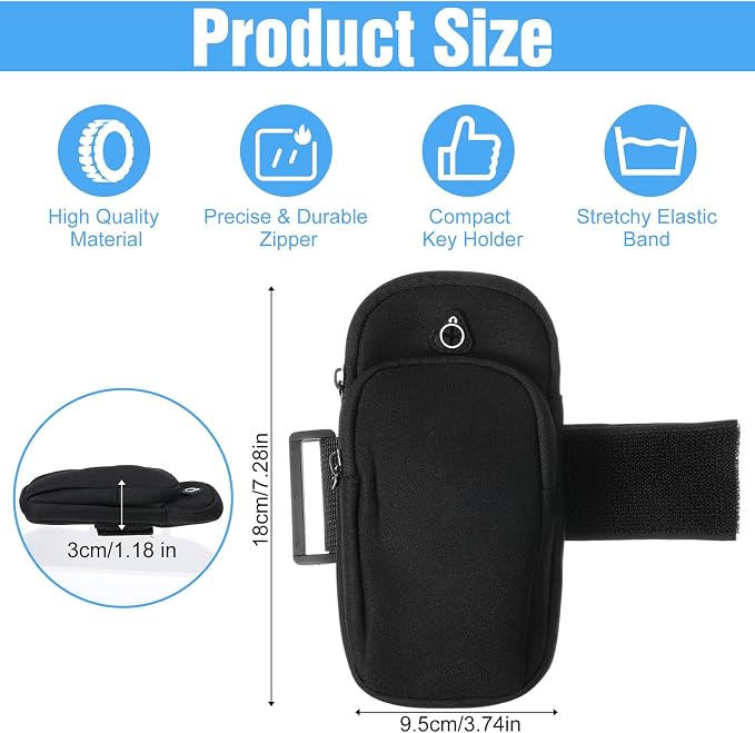 Phone Holder for Running Armband, Water Bottle Phone Holder for Gym, Adjustable Gym Water Bottle Bag with Phones Holders, Black