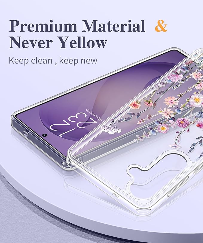 GVIEWIN for Samsung Galaxy S26 Case, Clear Floral Slim Shockproof Protective Women Phone Case, Non-Yellowing, with Screen Protector & Camera Lens Protector for Galaxy S26 6.3", Floratopia/Colorful