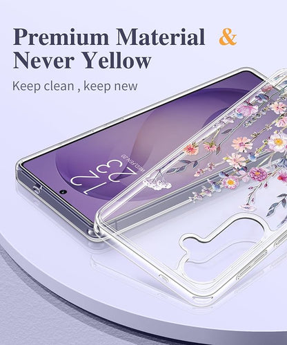 GVIEWIN for Samsung Galaxy S26 Case, Clear Floral Slim Shockproof Protective Women Phone Case, Non-Yellowing, with Screen Protector & Camera Lens Protector for Galaxy S26 6.3", Floratopia/Colorful