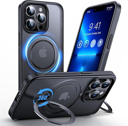 Anqrp 360° All-in-ONE Stand Case for iPhone 13 Pro Case with Rotatable Magnetic Kickstand Ring Holder, Compatible with MagSafe, MIL-Grade Shockproof iPhone 13 Pro Phone Case Cover 6.1 inch, Black