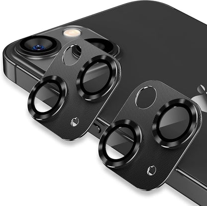 AFARER 2 Pack Compatible for iPhone 15/ for iPhone 15 Plus Camera Lens Protector, Metal Camera Cover with 9H Tempered Glass Screen Protector Accessories, [Drop Protection] Ultra HD Lens Protector- Black