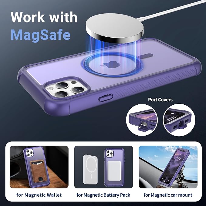 jaroco Magnetic for iPhone 11 Pro Max Case, [Compatible with MagSafe][Military Grade Drop Protection][Heavy Duty Protection][Non-Slip][Shockproof] 2-Layer Durable Bumper Phone Case 6.5''-Dark Purple