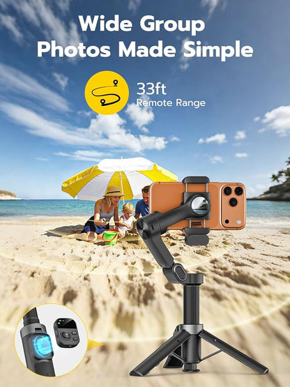 AOCHUAN Gimbal Stabilizer for iPhone w/AI Tracking Module &Fill Light, 3-Axis Anti-Shake Phone Stabilizer w/Magnetic Remote, Gesture Control, One-Tap Tripod Release, Built-in Extension Rod,Smart X3AI