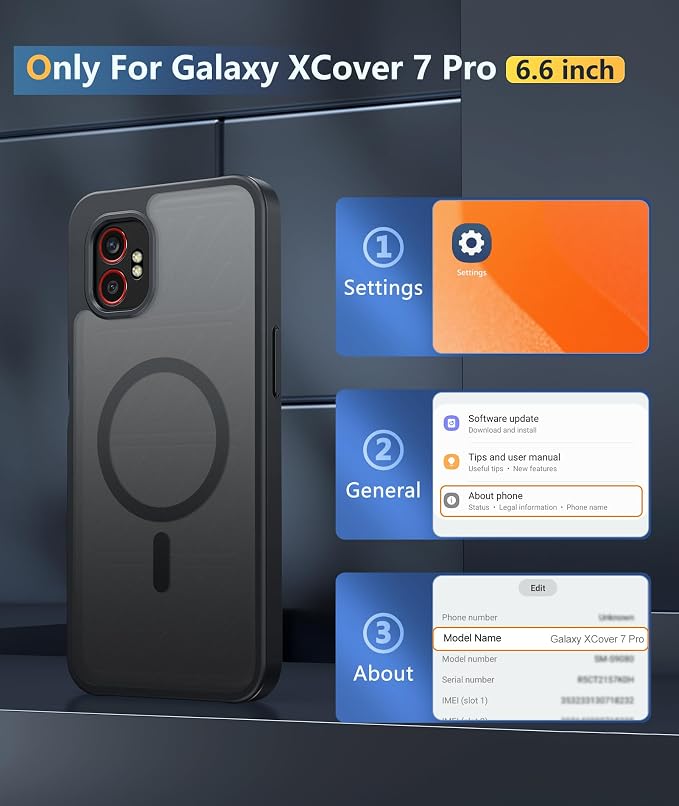 FNTCASE for Samsung-Galaxy XCover 7-Pro Case: for XCover 6 Pro Case Magnetic Translucent Matte Shockproof Slim Phone Cover - Military Grade Drop Proof Hard Back Anti-Fingerprint Protective Case