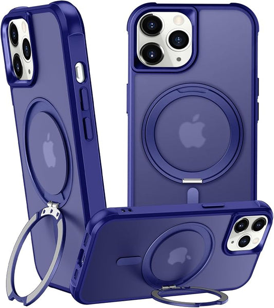 360° Magnetic Swivel Ring for iPhone 12 pro case, Built-in Metal Stand and Ring Holder, Magsafe Compatible, Military Grade Protection, Shock Resistant - Blue
