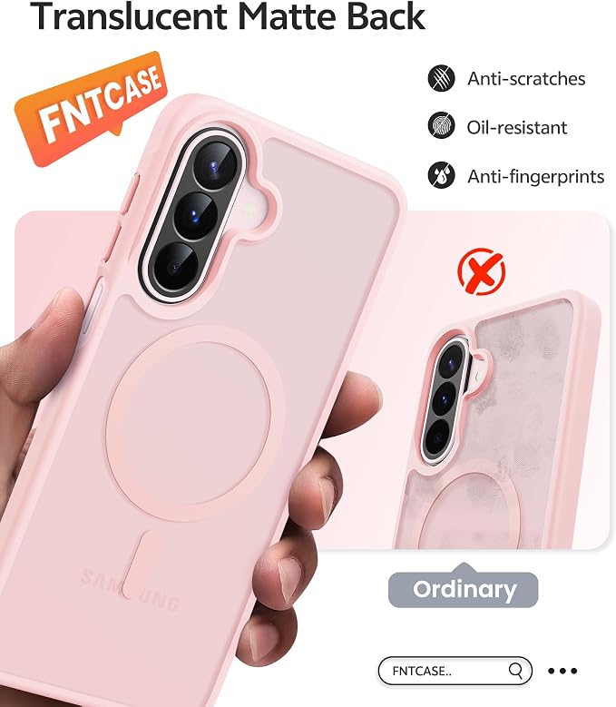 FNTCASE for Galaxy A27 5G Phone Case, Fit for Magsafe, Screen Protector | Translucent Matte, 14FT Military Grade Drop Protection, Slim Shockproof Protective, for Samsung A 27 4G Cover, Light Pink