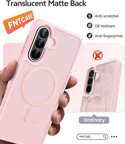 FNTCASE for Galaxy A27 5G Phone Case, Fit for Magsafe, Screen Protector | Translucent Matte, 14FT Military Grade Drop Protection, Slim Shockproof Protective, for Samsung A 27 4G Cover, Light Pink