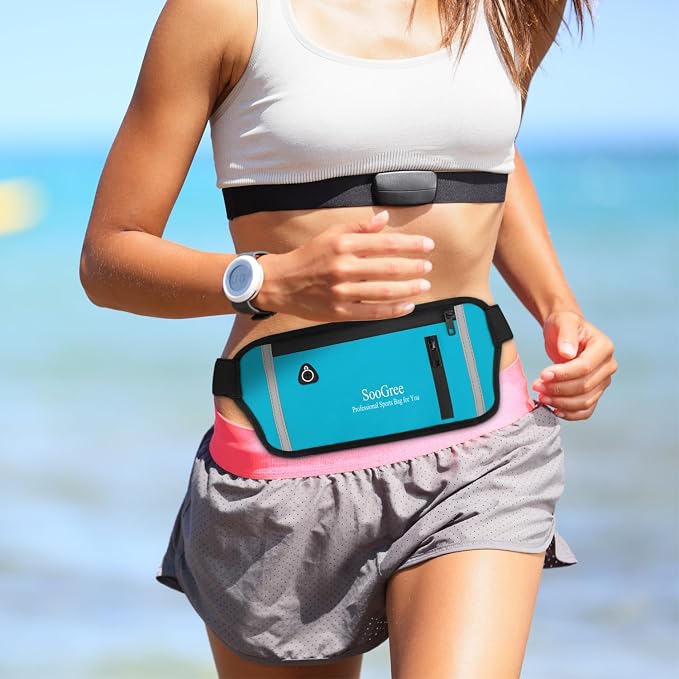 SooGree Men Women Running Belt Fanny Pack, Resistant Waist Pack Money Belt Bag for Hiking Cycling Workout, Gym Phone Holder with Adjustable Strap (GSP1187-Orange)