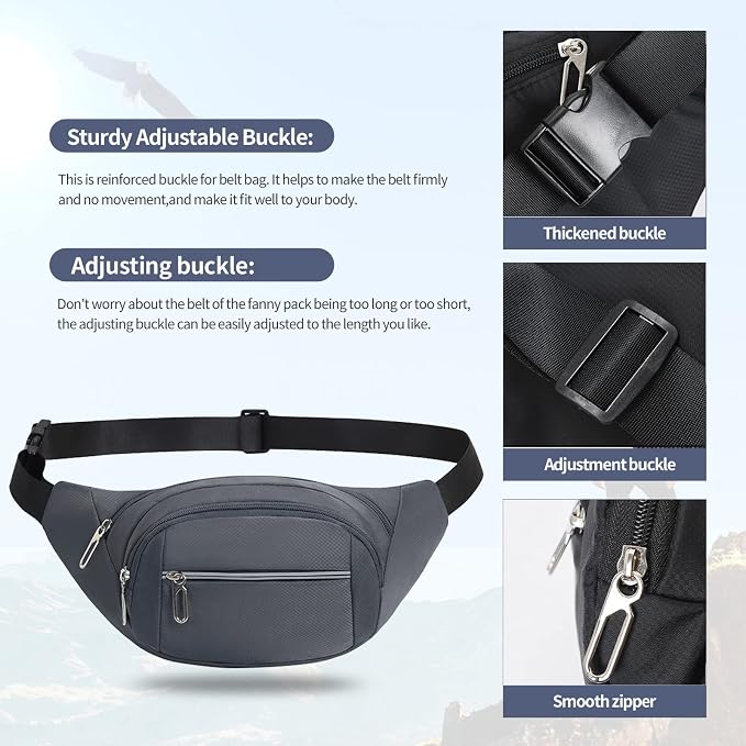 DAITET Crossbody Fanny Pack for Men&Women,Large Waist Bag & Hip Bum Bag with Adjustable Strap for Outdoors Workout Traveling Casual Running Hiking Cycling
