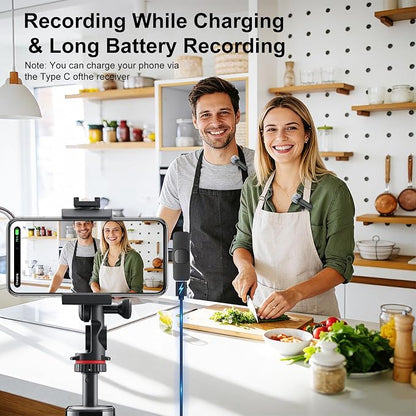 Wireless Mini Microphone for iPhone-Noise Reduction Lapel Mic for Ipad, Android,Clip-on Mini Microphone,Ideal for Vlog Tiktok YouTube Podcast Content Creator