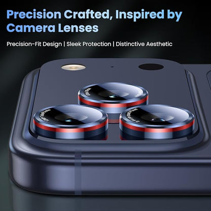 Uyiton for iPhone (17/16/15/14 Pro Max) and iPhone (17/16/15/14 Pro) Camera Lens Protector - Military-Grade Tempered Glass Metal Camera Cover, Easy to Install, Deep Blue+Red
