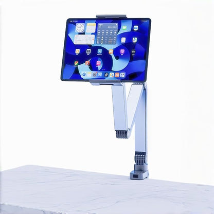Aluminum Foldable Arm Tablet Stand, 360° Rotatable Phone Holder iPad Stand, Adjustable Tablet Mount for 4.7"-13" iPad, iPhone, Galaxy Tab, Compatible with Desk Bedside Kitchen, Silver