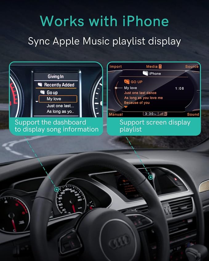 Bluetooth 5.0 aptX-HD Car Adapter Compatible for Audi AMI MMI, Mercedes Media Interface and Volkswagen MDI Connector (A2-Audi2G)