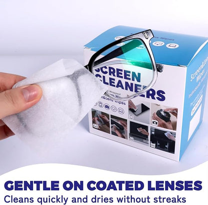 300 PCS Lens Cleaning Wipes for Glasses Cleaner Wipes for Phones, iPads, Eyeglasses, Sunglasses, Tablets, Laptops, Computers, Mirrors, Lens Wipes Individually Wrapped, 8 * 12cm