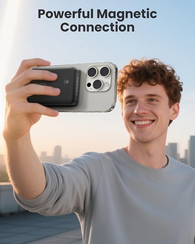 PISEN 3C Mag-Safe Power Bank - 10000mAh (5000mAh*2) Qi2 Mag-Safe Portable Charger 30W 3C Certified Qi2 Power Bank with Stand Airplane Safe Magnetic CCC Travel Portable Charger for iPhone 17/16/15/14