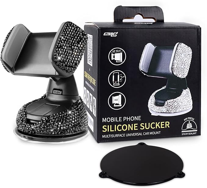 eing Car Phone Mount Bling Crystal Cell Phone Holder with One More Air Vent Base,Universal Universal Phone Car Air Vent Mount Holder Cradle for Dashboard,Windshield and Air Vent,Black